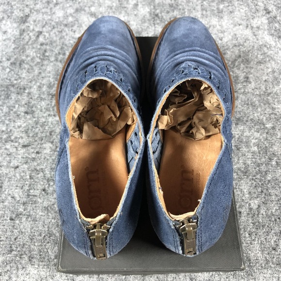 Born Shoes Womens Size 6.5 Blue Suede Ruched Woven Back Zip Booties F36204 - Picture 8 of 15